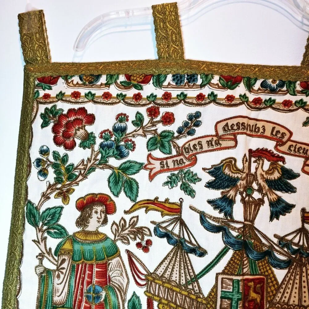 Large Wall Hanging Tapestry 15 Century French 26 x 22 Gorgeous detail Stunning - Picture 10 of 12